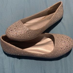 Dressy silver with rhinestones flats